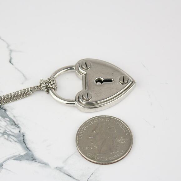 Juicy Couture Silver Tone Heart Padlock Pendant Necklace - Picture 4 of 6